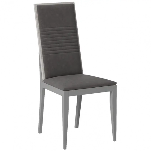 Mia Dining Chair in Dark Grey Eco Leather & Grey Wood (Set of 2)