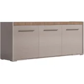 Nora 3 Door Buffet in Matte Walnut Finish & Gloss Beige