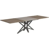 Nora 71" Extention Dining Table in Walnut Finish, Gloss Beige & Grey Metal