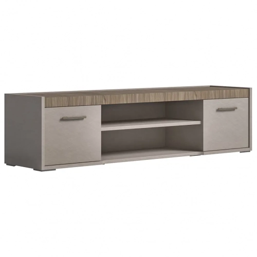 Nora 68" TV Stand in High Gloss Beige & Brushed Walnut Finish