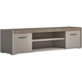Nora 68" TV Stand in High Gloss Beige & Brushed Walnut Finish