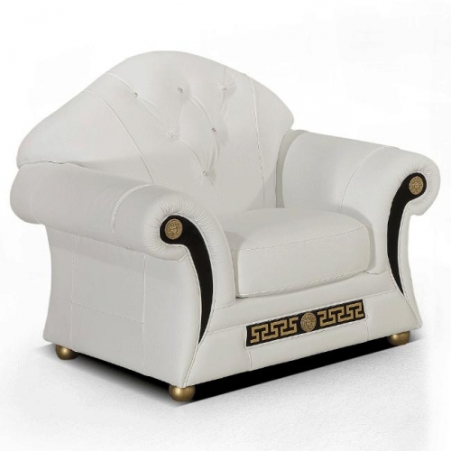 Prestige Accent Arm Chair in Tufted White Top Grain Leather