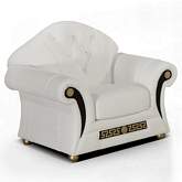 Prestige Accent Arm Chair in Tufted White Top Grain Leather