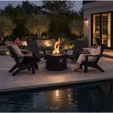 Refuge Series 36" Round Propane Gas Fire Pit w/ Hidden Tank Drawer in Black GFRC Concrete