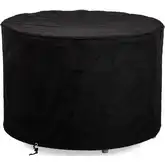 Refuge Series 36" Round x 24"H Propane Gas Fire Pit Cover in Black Fabric