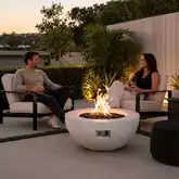 Refuge Series 36" Round Natural Gas Fire Pit in Ivory White GFRC Concrete