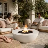 Refuge Series 43" Round Natural Gas Fire Pit in Ivory White GFRC Concrete