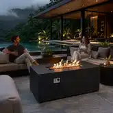 Refuge Series 56" x 30" Propane Gas Fire Pit w/ Hidden Tank Drawer in Black GFRC Concrete