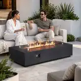 Refuge Series 68" x 30" Gas Fire Pit in Black GFRC Concrete