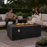 Refuge Series 68" x 30" Propane Gas Fire Pit w/ Hidden Tank Drawer in Black GFRC Concrete