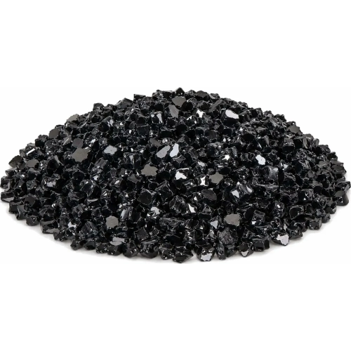 Refuge Series 1/2" 10 lb Bag Broken Reflective Tumbled Glass in Black