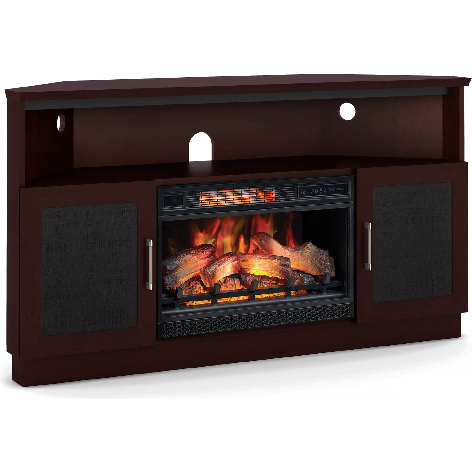 Furnitech Ft60cccfb 60 Tv Stand, Corner Electric Fireplace Media Cabinet