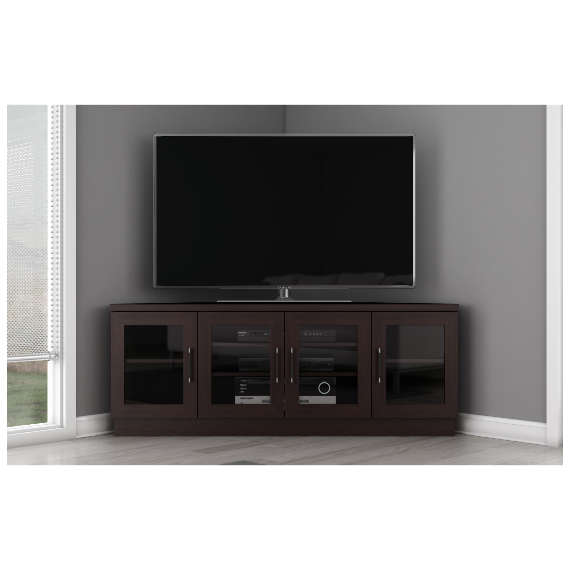 Terminal Niet modieus Uitverkoop Furnitech FT60CCCW 60" TV Stand Contemporary Corner Media Cabinet in Wenge