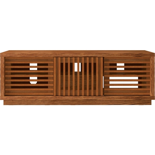 64" Contemporary Rustic TV Stand Media Console in American White Oak with Matte Honey Finish