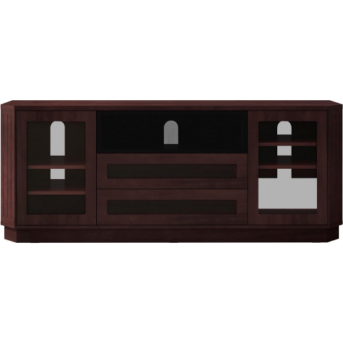 78" Transitional TV Stand Console in Wenge Finish with Smoked Glass