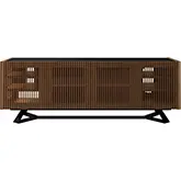 Danielle 86" Media Buffet Console in Rich Chocolate Brown Wood & Black Glass