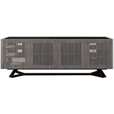 Danielle 86" Media Buffet Console in Coastal Grey Finish & Black Glass