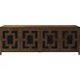 Isabella 86" Media Console in Greek Chocolate Brown Oak & Black Steel