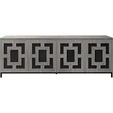 Isabella 86" Media Console in Coastal Grey Finish Oak & Black Steel