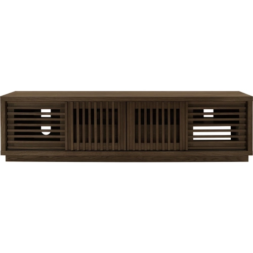 Oliver 82" Media Console in Brown Oak Finish Wood