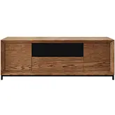 Rafaela 86" Media Console in Rich Honey Finish Oak & Black Steel
