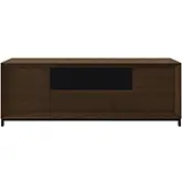 Rafaela 86" Media Console in Chocolate Brown Oak & Black Steel