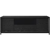 Rafaela 86" Media Console in Ebony Finish Oak & Black Steel