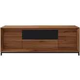 Rafaela 86" Media Console in American Walnut Finish Oak & Black Steel