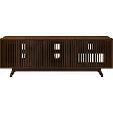 Sophia 75" TV Console Sideboard in Walnut Finish Solid Pine with Slatted Doors