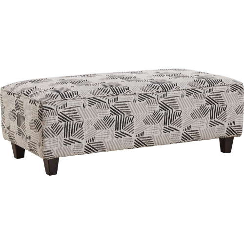 49" Cocktail Ottoman in Yorkshire Slate Grey & White Pattern Fabric