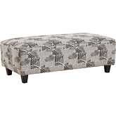 49" Cocktail Ottoman in Yorkshire Slate Grey & White Pattern Fabric
