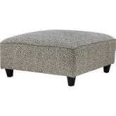 38" Cocktail Ottoman in Allegory Linen Multicolor Textured Fabric