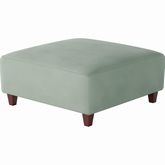 38" Square Cocktail Ottoman in Bella Eucalyptus Mint Green Fabric