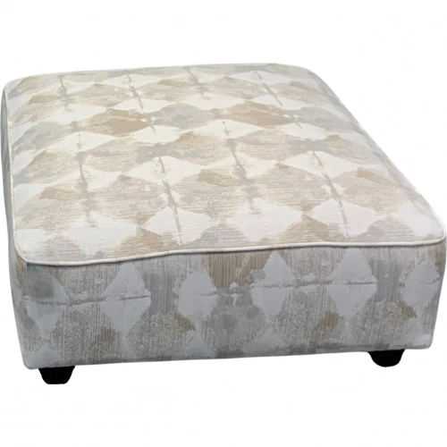 38" Cocktail Ottoman in Kanoka Pearl Beige & Off White Pattern Fabric