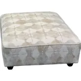 38" Cocktail Ottoman in Kanoka Pearl Beige & Off White Pattern Fabric