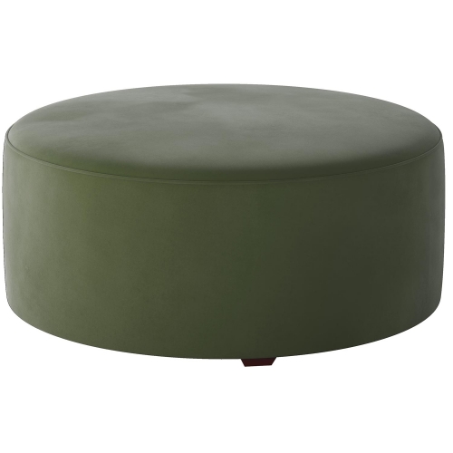 39" Round Cocktail Ottoman in Bella Forrest Green Fabric