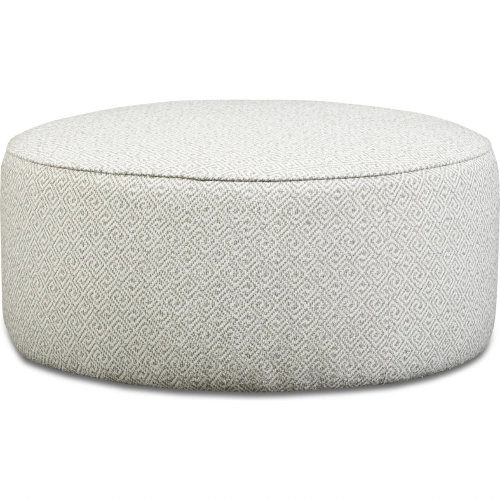 39" Round Cocktail Ottoman in Zeta Dapple Clay & Off White Performance Fabric