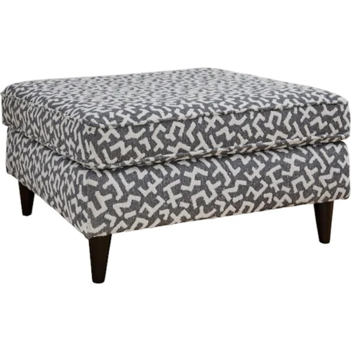 38" Square Cocktail Ottoman in Downunder Denim Multicolor Fabric