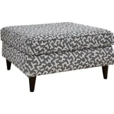 38" Square Cocktail Ottoman in Downunder Denim Multicolor Fabric