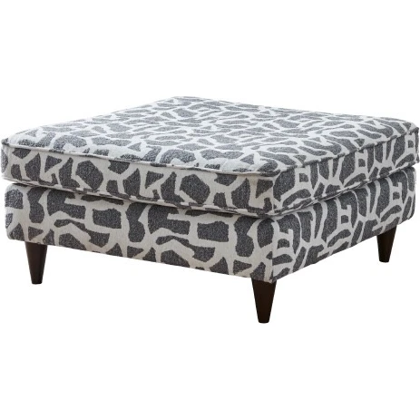 38" Square Cocktail Ottoman in Lilypad Charcoal Multicolor Fabric