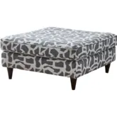 38" Square Cocktail Ottoman in Lilypad Charcoal Multicolor Fabric