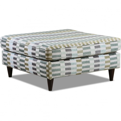 38" Square Cocktail Ottoman in Mundo Mystic Multicolor Fabric