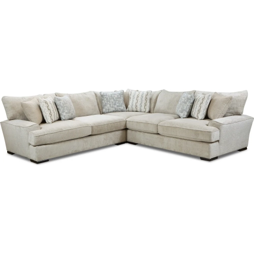 3 Piece L Sectional Sofa in Doc Fossil Tan Brown Fabric