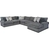 5 Piece Sectional Sofa w/ Right Facing Chaise in Bella Stonewash Blue Fabric