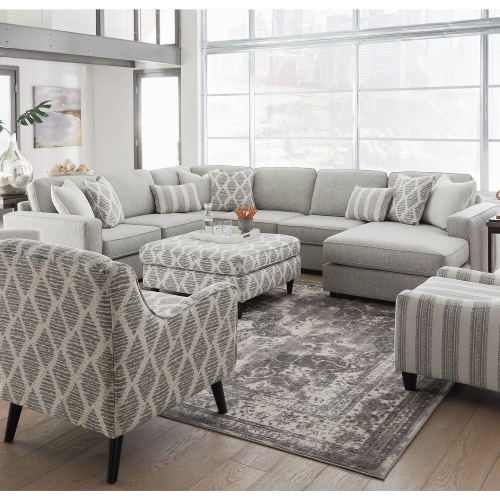 Sectional Sofa with Right Facing Chaise in Durango Foam Grey Fabric