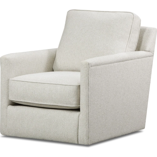 Swivel Glider Accent Chair in Guild Linen Off White & Grey Fabric