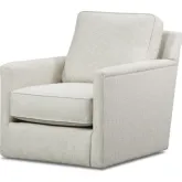 Swivel Glider Accent Chair in Guild Linen Off White & Grey Fabric