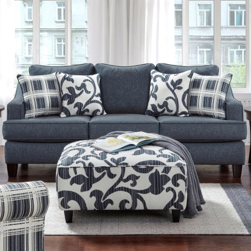 Sofa in Truth or Dare Navy Blue Fabric
