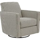 Swivel Glider Accent Chair in Magazine Domino Tan & Black Fabric