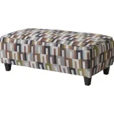 49" Cocktail Ottoman in Stitch Vintage Multicolor Geometric Fabric